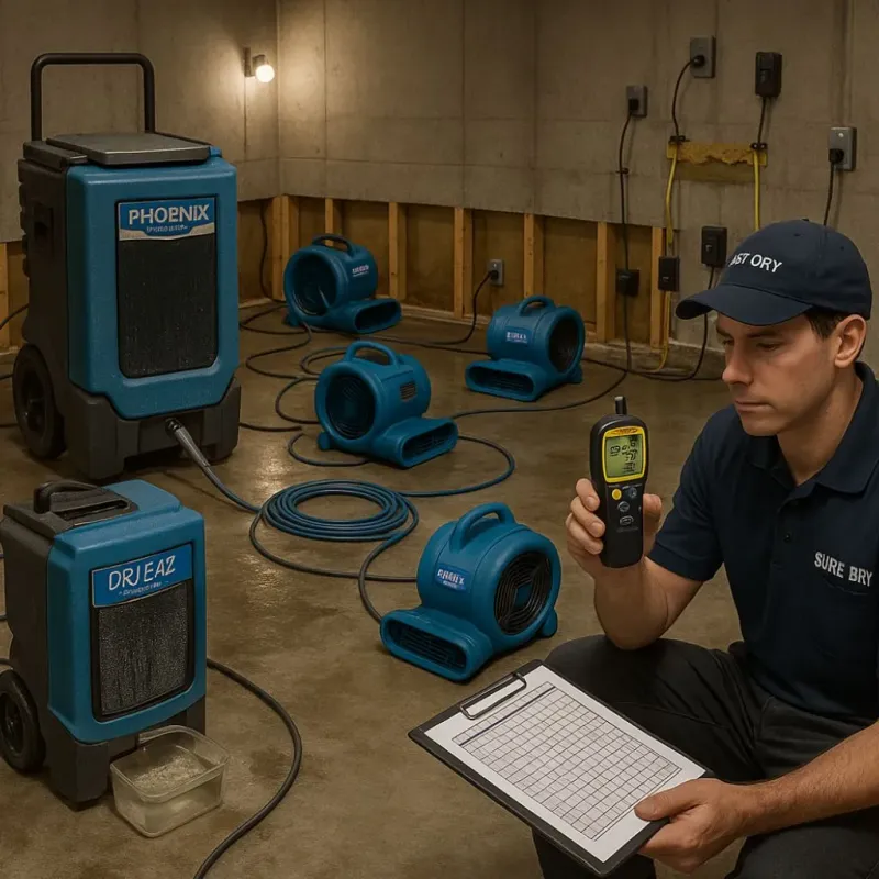 Structural Drying and Dehumidification process in Marshall, IL